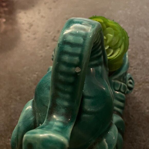 Blue/Turquoise Elephant Figurine ~ Potpourri Holder ~ Trunk Up for Good Luck - Picture 4 of 6